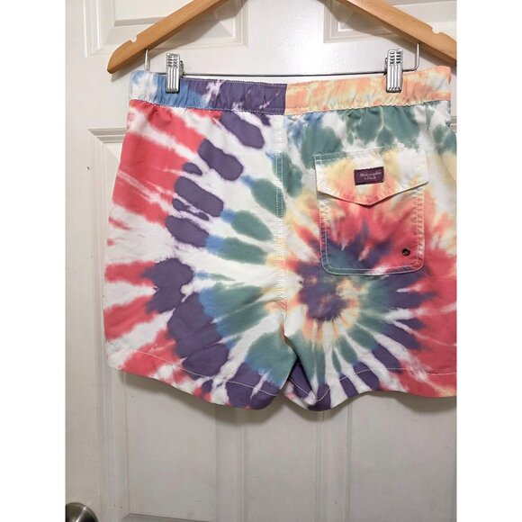 Abercrombie & Fitch Mens Tie-Dye Swim Shorts With Drawstring Waist & Back Pocket - Picture 3 of 9